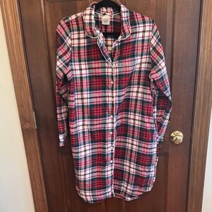 Lands' End Plaid Cotton Button-Up in Red, Blue & Green